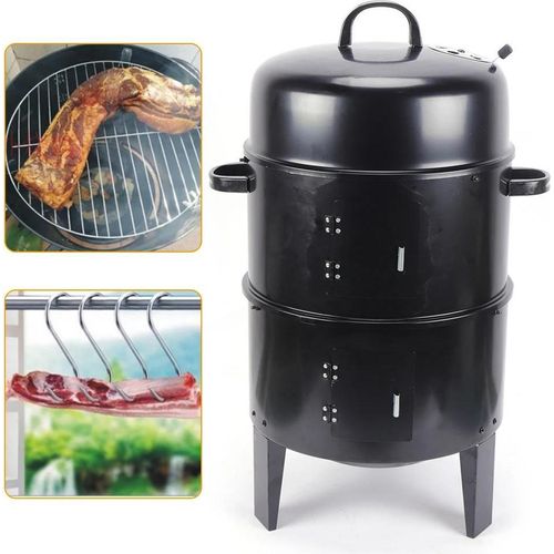3-in-1 BBQ-Grill, Smoker/Grill/Schmorgerät, großes Fassungsvermögen, verstellbare Luftzufuhr