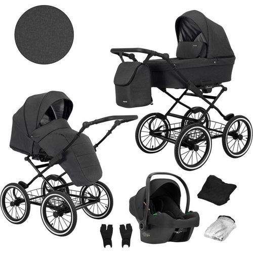 Kunert Romantic 3-in-1 Kinderwagen in Schwarz mit Cosmo Autositz und umfangreichem Zubehör
