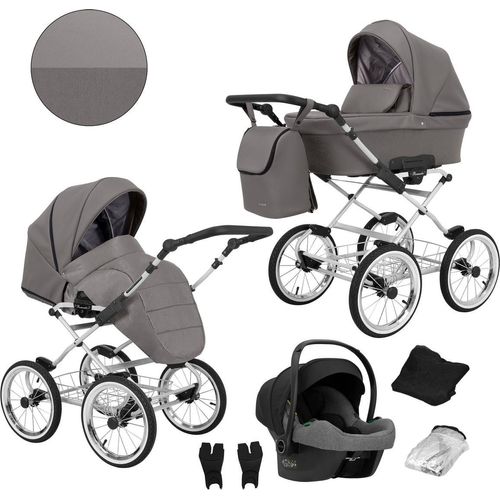 Kunert Romantic 3 in 1 Kinderwagen in Anthrazit mit Cosmo Autositz und grauem Rahmen