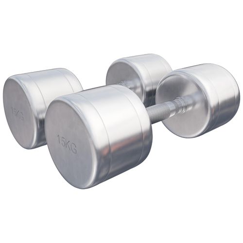 GORILLA SPORTS® Kurzhanteln - 2er Set, 30 kg (2x15 kg) Gewichte, Rutschfest, gerändelt, Verchromter Stahl - Hantelset, Rundhanteln, Kurzhantelset