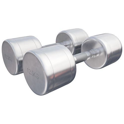 GORILLA SPORTS® Kurzhanteln - 2er Set, 25 kg (2x12,5 kg) Gewichte, Rutschfest, gerändelt, Verchromter Stahl - Hantelset, Rundhanteln, Kurzhantelset