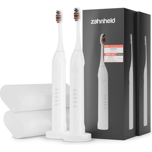 Zahnheld Schallzahnbürste elektrische Zahnbürste Gero im Doppelpack weiß - 5 Putzmodi, lange Akkulaufzeit, Zahnbürste im Zweierpack, Zahnpflege