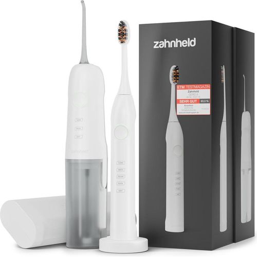 Zahnheld Set Schallzahnbürste und Munddusche, elektrische Zahnbürste, Zahndusche mit feinem Wasserstrahl, Zahnzwischenraumreiniger für Erwachsene