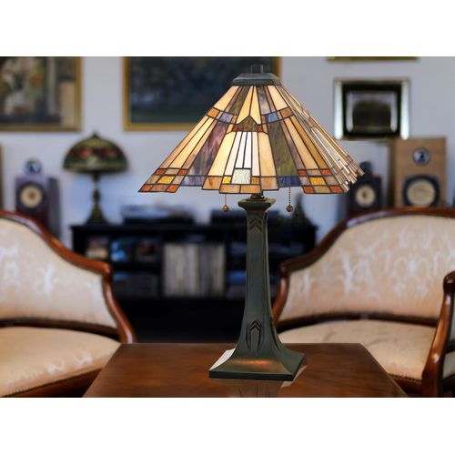 Ausgefallene Tischleuchte 2-flammig im Tiffany Stil Mosaiklampe, Höhe 63,5cm