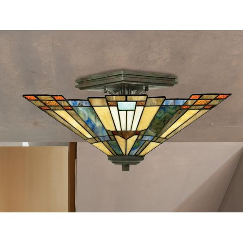 Ausgefallene Deckenleuchte im Tiffany Stil bunt für Wohnzimmer & Flur, Ø36cm