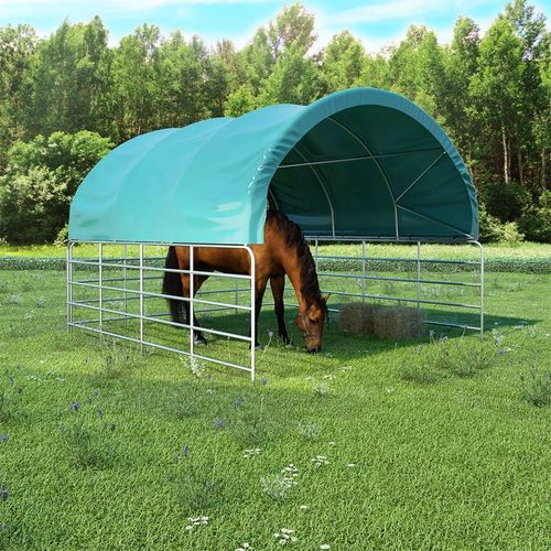The Living Store Weidezelt PVC 3,7x3,7 m Grün