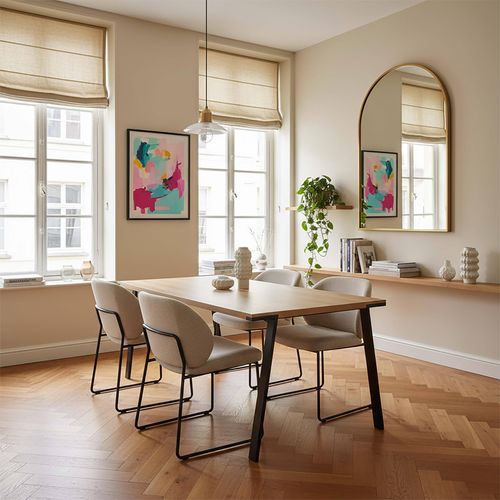 Rechteckiger Esstisch aus Melamin und Stahl 180 cm - Oviala Lise