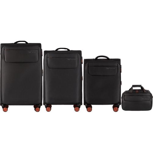 3er-Set Koffer TERN + Bordtasche Wings Grau mit Teleskopgriff