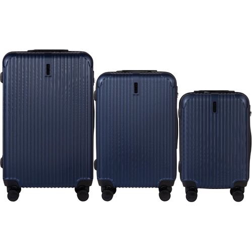 WINGS EGRET Koffer-Set 3er, dunkelblau ABS Teleskopgriff 4 Rollen