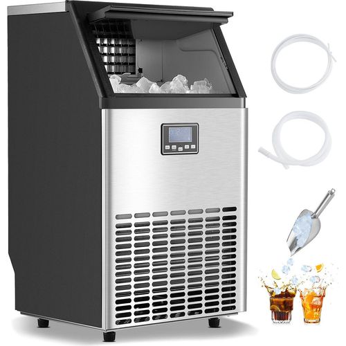 VEVOR Kommerzieller Eisbereiter, 150 lbs/24 Stunden, 45 Eiswürfel in 15 Minuten, 33 lbs große Speicherkapazität, geeignet für Bars, Büros, Restaurants