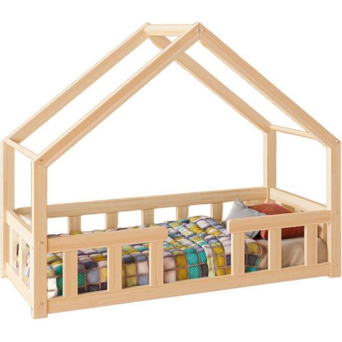 Kinderbett Hausdesign TRANO ADP | Sicher und Ökologisch | 100x180cm mit Schublade | Massivholz | Einfache Montage