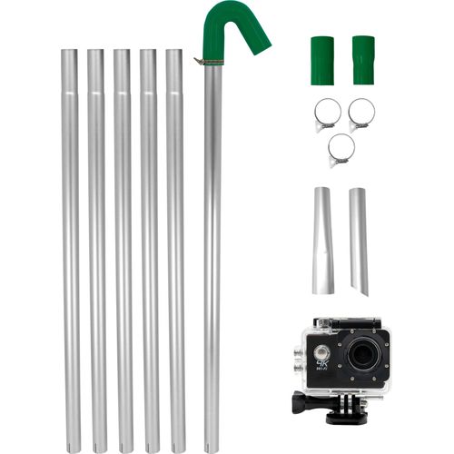 Dachrinnenreinigungssystem mit Kamera, Aluminium, 1,2-7,2m Teleskopstange, 51mm Stangendurchmesser, 6-teilig