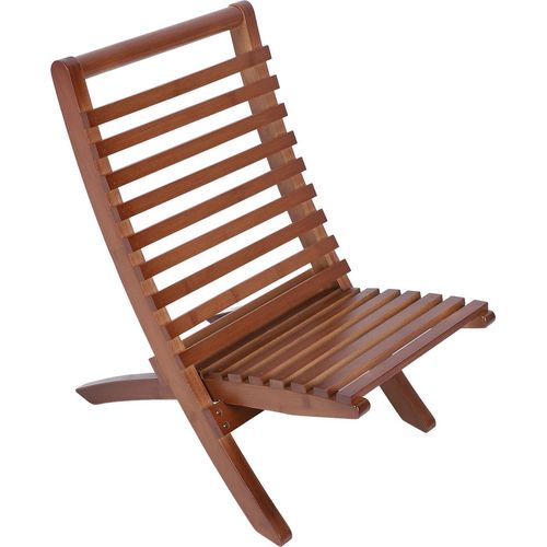 Holzstuhl, dunkelbraun, stilvoll, klappbar, ergonomisch, hohe Rückenlehne, stabile Unterstützung, Holzlounge für Outdoor, Camping, Garten, Terrasse