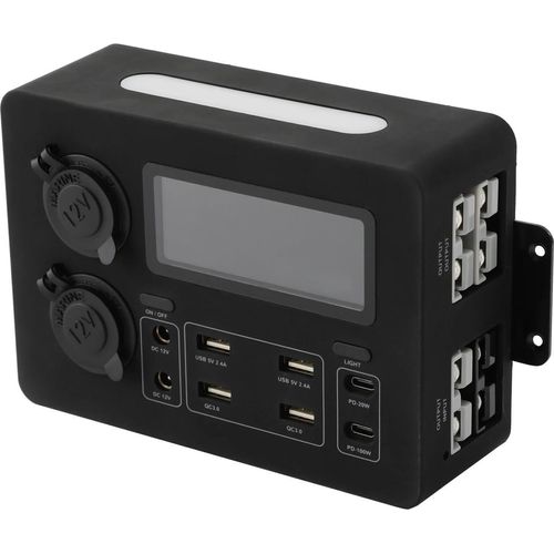 Stromverteilerbox für Wohnmobil - Mini-Stromverteiler 12V DC - USB- & PD-Ports - 50A Schnellanschluss - ABS-Kunststoff - 17×5,75×12 cm - Schwarz