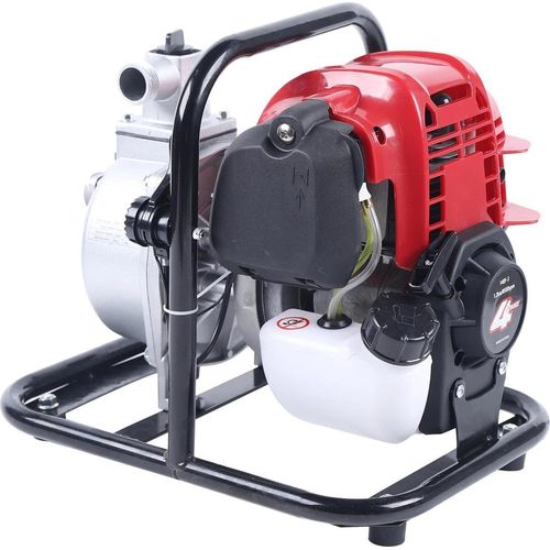 Benzin-Wasserpumpe - WP 10-140F - 4-Takt - Einzylinder - Luftgekühlt - Tragbar - Boosterpumpe - EU-Stecker - Rot