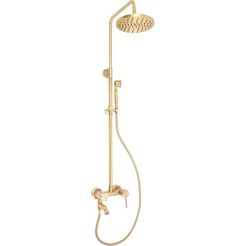 Antikes Regendusche Set - Duschsystem - Messing Armatur mit Mischer - Regenduschkopf - Retro Stil - Duscharmatur