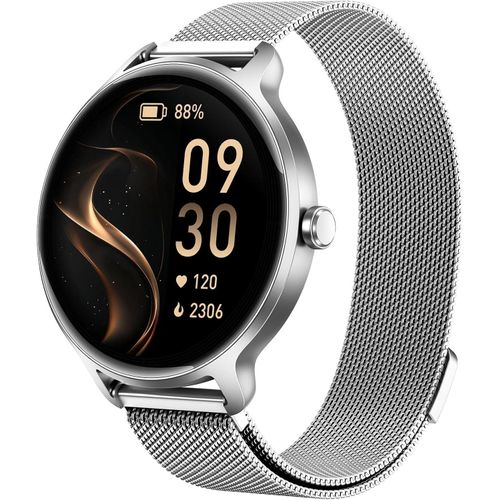 Herren Damen Rund, AMOLED Smart Watch mit Telefonfunktion, Fitnessuhr mit Pulsuhr SpO2 Schlafmonitor Schrittzähler, 120+ Sportmodi Sportuhr IP68