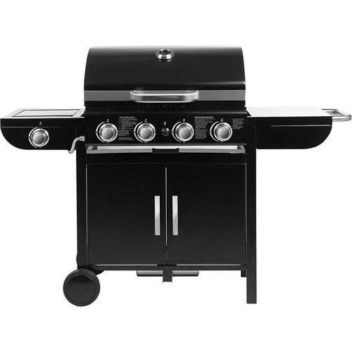 Gasgrill - Grillwagen KKLQ8-64 - Erdgas - 4 Brenner - 2,93 kW - Piezozündung - Thermometer - Porzellanemaillierter Stahl