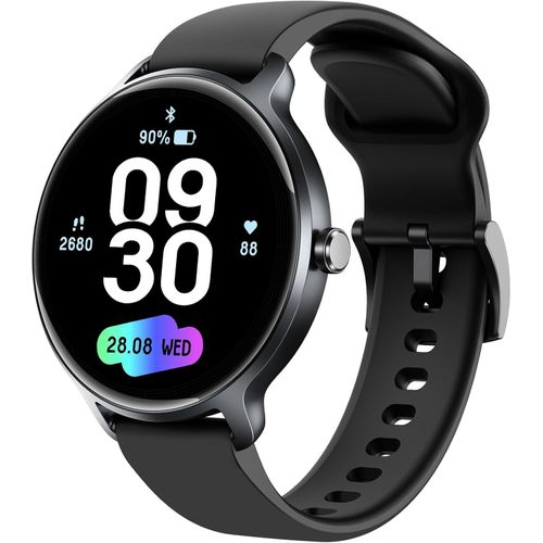 Herren Damen Rund, AMOLED Smart Watch mit Telefonfunktion, Fitnessuhr mit Pulsuhr SpO2 Schlafmonitor Schrittzähler, 120+ Sportmodi Sportuhr IP68