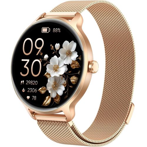 Herren Damen Rund, AMOLED Smart Watch mit Telefonfunktion, Fitnessuhr mit Pulsuhr SpO2 Schlafmonitor Schrittzähler, 120+ Sportmodi Sportuhr IP68