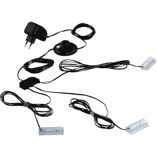 Carryhome Glasbodenbeleuchtungs-Set , Schwarz , Kunststoff , 3-teilig , Lampen & Leuchten, Innenbeleuchtung, Schrankbeleuchtung