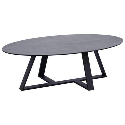 Novel Couchtisch, Grau, Schwarz, Metall, Glas, Keramik, oval, eckig, Flachrohr, 70x38x120 cm, einfacher Aufbau, Wohnzimmer, Wohnzimmertische, Couchtische, Couchtische Glas