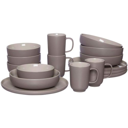 Ritzenhoff Breker Kombiservice Jasper, Taupe, Keramik, 16-teilig, 320 ml, 39x34x41 cm, Essen & Trinken, Geschirr, Geschirr-Sets, Kombiservice