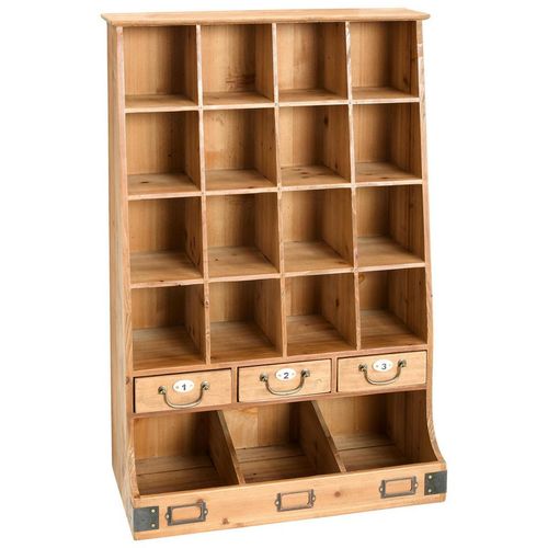 Landscape Wandregal , Natur , Metall , Tanne , massiv , 3 Schubladen , 55x81.5x27 cm , Küchen, Küchenmöbel, Küchenregale