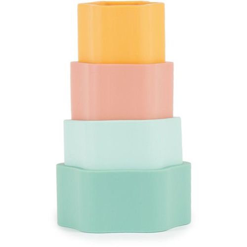 Bieco Silicone Stacking Tower Flower activity speelgoed 12 m+ Tropical Vibes 4 st