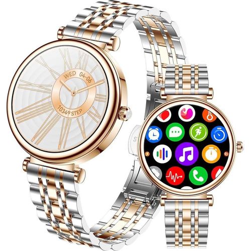TAYSHILEY Damen Smart Watch 1,27 "Farbbildschirm wasserdichter Fitness-Aktivitäts-Tracker Rose Gold Herzfrequenz-Schlafmonitor für Android und iOS