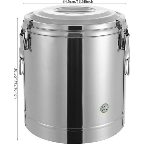 Isolierter Suppen-Thermobehälter - 30 L Transporttopf - Edelstahl 304/201 - 12 h Warmhaltezeit - Rund - Für Großküche/Catering - Rot