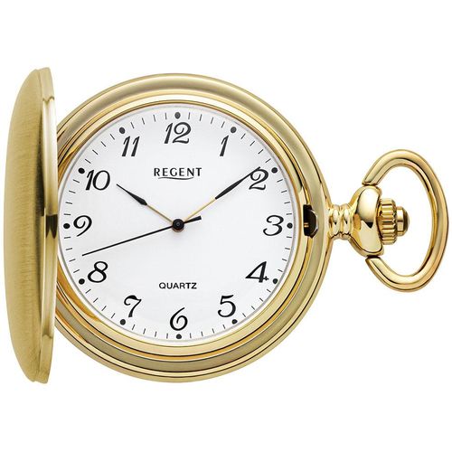 Taschenuhr REGENT "P736", gold (goldfarben), Taschenuhren, Damen, Quarzuhr, Herrenuhr, Acrylglas