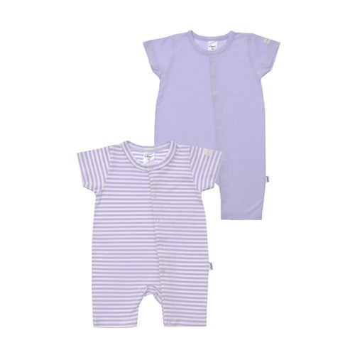Strampler LILIPUT, Jungen, Gr. 50/56, EURO-Größen, lila (flieder), 95% Baumwolle, 5% Polyester, Rundhals, Overalls, 2er-Pack mit praktischen Druckknöpfen