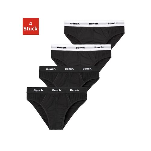 Slip BENCH., Herren, Gr. L, 4 Stk., schwarz, Jersey, Obermaterial: 95% Baumwolle, 5% Elasthan, unifarben, körpernah, Unterhosen Slip, mit kontrastfarbigem Webbündchen