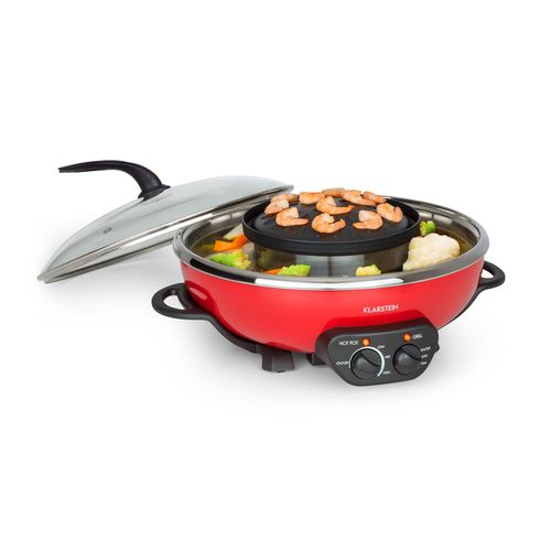 Szechuan Hot Pot und Grillplatte 5l Vol. 1350 W, 600 W rot