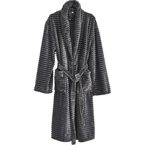 Bademantel DONE. Gr. L, anthrazit, L:125cm, Flanell, Hausmäntel, Bademantel