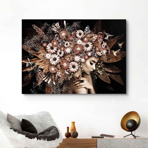 Deco-Panel REINDERS "Blumenreichtum Frau - Schmetterling - Strauß - Romantik", braun (farbe bild(er): braun), B:140cm H:100cm, MDF, Bilder