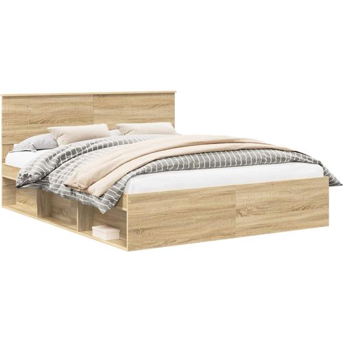 vidaXL Bettrahmen Sonoma 160 x 200 cm Massives Kiefernholz Image