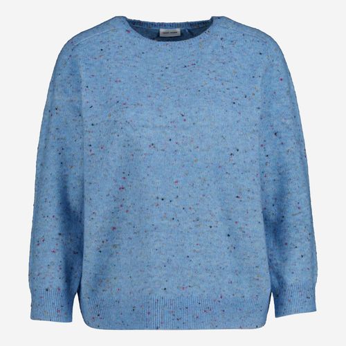 Blauer Pullover mit mehrfarbigem Punktmuster