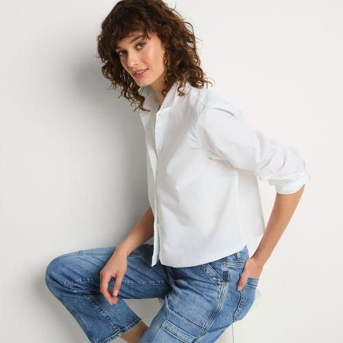 Bügelfreies Hemd in Kastenform, Damen,  Weiß, Baumwolle, by Lands' End