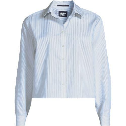 Bügelfreies Hemd in Kastenform, Damen,  Blau, Baumwolle, by Lands' End