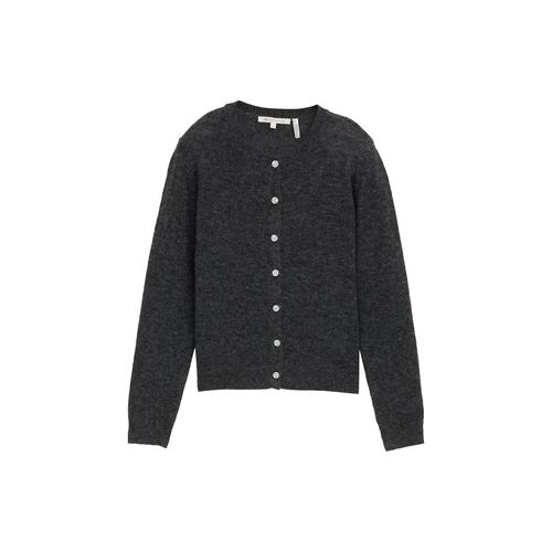 TOM TAILOR DENIM Damen Cardigan mit Rundhalsausschnitt, grau, Meliert, Gr. XL