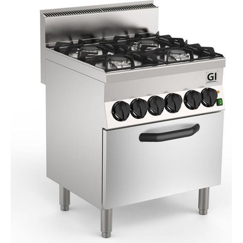 Gastro-Inox 650 HP Gasherd mit 4 Brenner und elektrischer Heißluftofen, 70cm Image