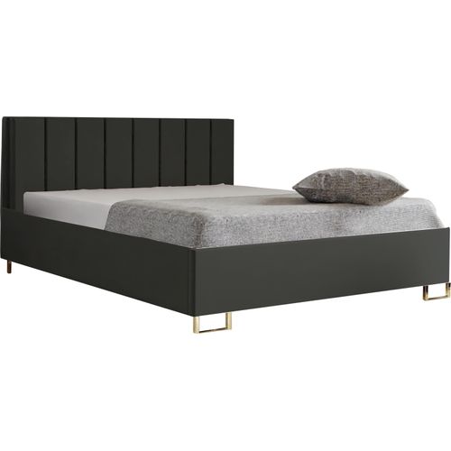 Schlafzimmer-Polsterbett MALIBU, Gepolstertem Kopfteil, Hochwertiger MONOLITH Polsterstoff, Bettkasten mit Gasdruckfeder, Komfortable Betthöhe 39 cm, 180x200 cm Anthrazit