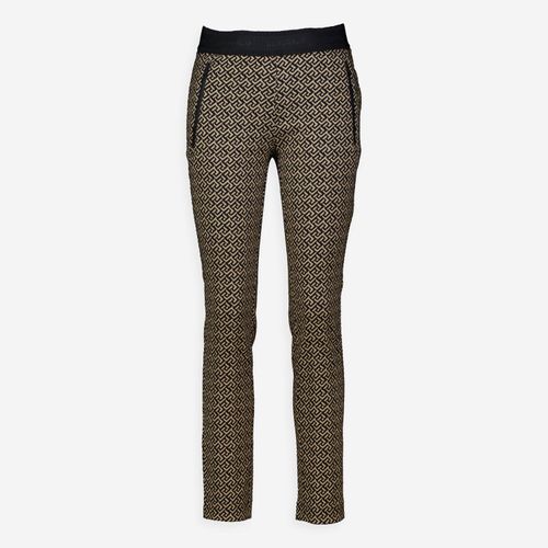 Beige-schwarze Hose mit Muster