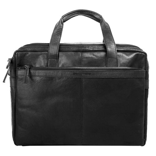 Aktentasche SPIKES & SPARROW, Damen, Gr. B/H/T: 40cm x 29cm x 10cm onesize, schwarz, Leder, beschichtet, glänzend, Taschen, echt Leder