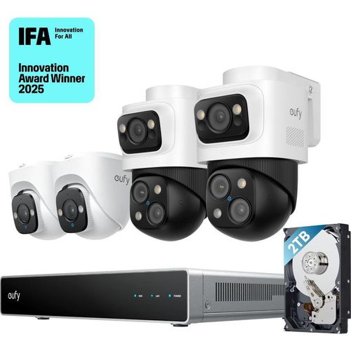 eufy PoE NVR Security System S4 mit 2× Bullet-PTZ-Kameras und 2× Turret-Kameras