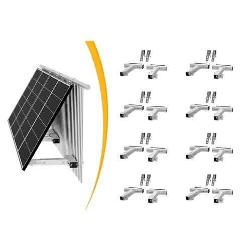 Powerness Aufständerung Solarmodul Halterung Für Balkon (8 Sätze) – Verstellbar, Witterungsbeständig, Silber (0% MwSt)