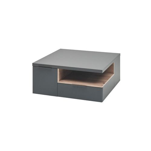 Mid.you Couchtisch, Grau, Holzwerkstoff, Uni, 2 Schublade(n) Schubladen, quadratisch, 35x80x80 cm, Stauraum, offenes Fach, Wohnzimmer, Wohnzimmertische, Couchtische, Couchtische mit Stauraum