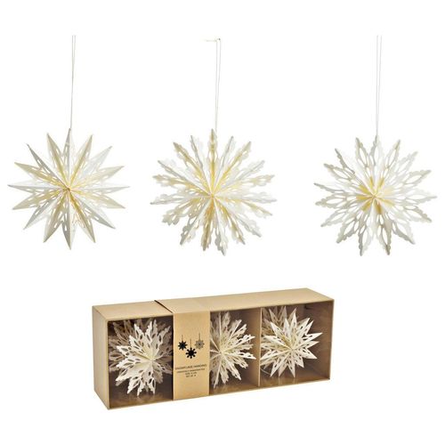 Christbaumanhänger , Weiß , Papier , 10x10x2 cm , Dekoration, Weihnachtsdekoration, Weihnachtsbaumschmuck